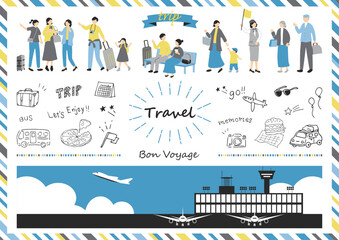 Naklejka premium 旅行を楽しむ人達