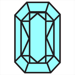 Vector, Image of top view square diamond icon, Black and white, and full color on a transparent background