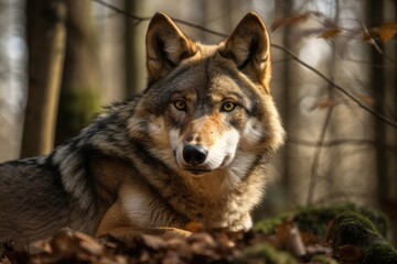 Obraz premium German state of Bavaria's national park contains wolves. Generative AI