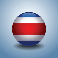 Costa Rica flag. Round glossy. Isolated on color gradient background