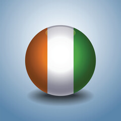 Cote D'Ivoire flag. Round glossy. Isolated on color gradient background