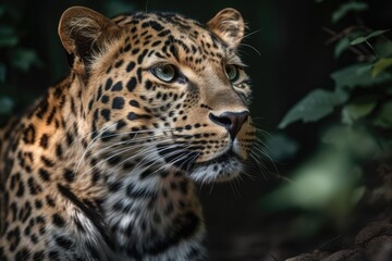 Fototapeta na wymiar Amur Leopard summer portrait. Generative AI
