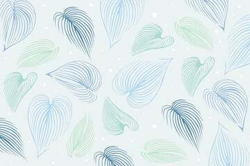 Illustration vector graphic of blue tone colors minimalist leaves pattern
