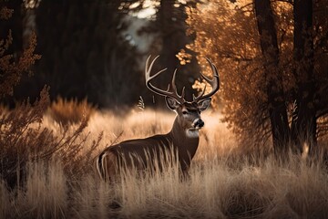 A Buck in the Grassland. Generative AI © AkuAku