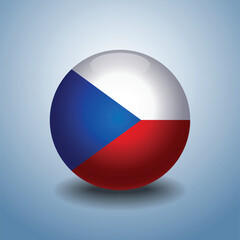 Czech Republic flag. Round glossy. Isolated on color gradient background