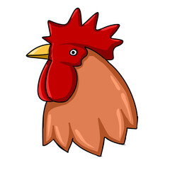 icon of a cock's head, with a red comb, and brown feathers