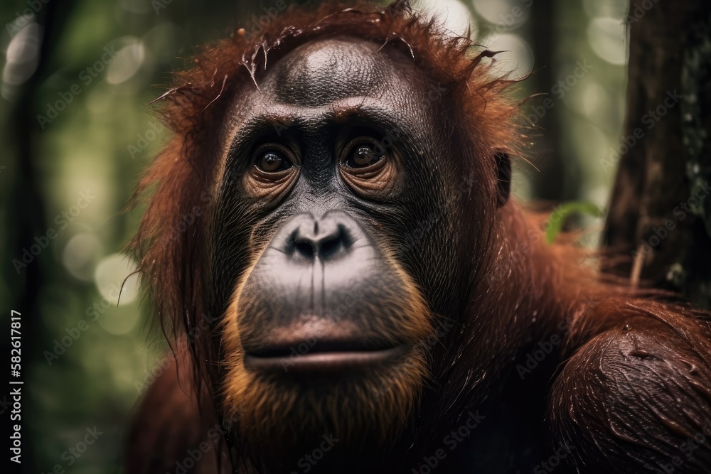 Canvas Prints Orangutan in Sumatra. Generative AI