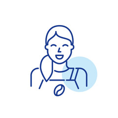 Barista girl in apron. Coffee shop worker in uniform. Pixel perfect, editable stroke icon