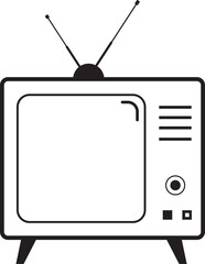 old school analog tv icon illustration with white background