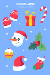 christmas element collection flat  illustration vector icon isolated