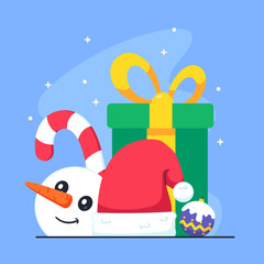 set of christmas gift from santa flat illustration vector icon isolated