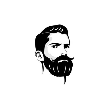Hipster man logo design. Awesome hipster man logo. A man with beard logotype.
