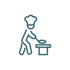 man cooking icon. Thin line man cooking icon from behavior and action collection. Outline vector isolated on white background. Editable man cooking symbol can be used web and mobile
