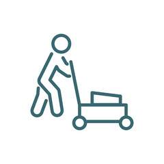cutting lawn icon. Thin line cutting lawn icon from behavior and action collection. Outline vector isolated on white background. Editable cutting lawn symbol can be used web and mobile