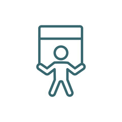 man with banner icon. Thin line man with banner icon from behavior and action collection. Outline vector isolated on white background. Editable man with banner symbol can be used web and mobile