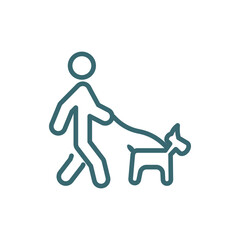 walking the dog icon. Thin line walking the dog icon from behavior and action collection. Outline vector isolated on white background. Editable walking the dog symbol can be used web and mobile