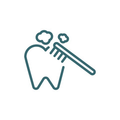 brushing teeth icon. Thin line brushing teeth icon from behavior and action collection. Outline vector isolated on white background. Editable brushing teeth symbol can be used web and mobile