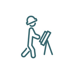 engineer working icon. Thin line engineer working icon from behavior and action collection. Outline vector isolated on white background. Editable engineer working symbol can be used web and mobile