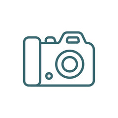 dslr camera icon. Thin line dslr camera icon from cinema and theater collection. Outline vector isolated on white background. Editable dslr camera symbol can be used web and mobile