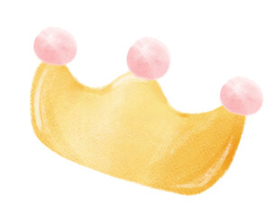 cute watercolour pink gold prince crown children illustration