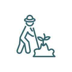 gardener with hat icon. Thin line gardener with hat icon from humans and behavior collection. Outline vector isolated on white background. Editable gardener with hat symbol can be used web and mobile