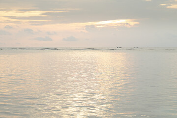 Lombok and Gili Air islands, overcast, cloudy day, sky and sea. Sunset, sand beach.