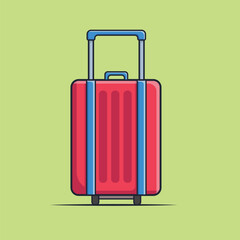 Suitcase For Traveling Illustration, Vector, Flat Icon, Flat Design