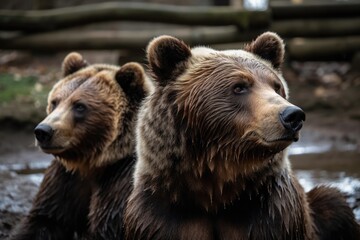 Bears at the Targu Mures Zoo in Romania. Generative AI