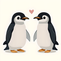 Fototapeta premium cute cartoon penguins in love