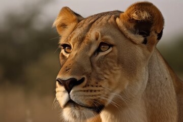 Obraz premium Lioness Headshot Portrait, Kenya, Africa. Generative AI