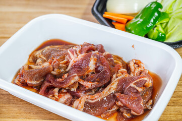 味付きジンギスカン肉と野菜
