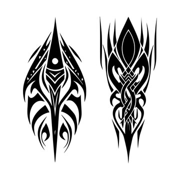 tribal tattoo design black and white hand drawn illustration 