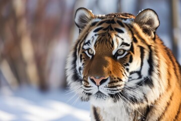 Fototapeta premium Beijing's Siberian Tiger Park. Generative AI