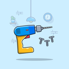 screw machine vector illustration, flat, icon, isolated