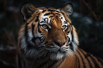 Naklejka premium Tiger. Beautiful Bengal tiger portrait. Siberian Tiger of Amur. Generative AI