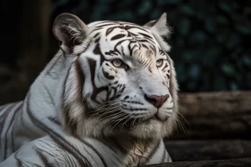 Tuinposter Portrait of a white tiger. Generative AI © AkuAku