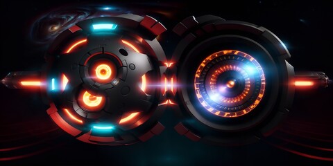 Photo of a futuristic object with bright lights