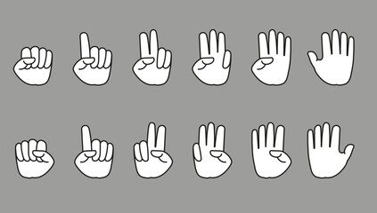 set of hand gestures  icons, vector illustration of hand count finger one to ten with left hand and right hand