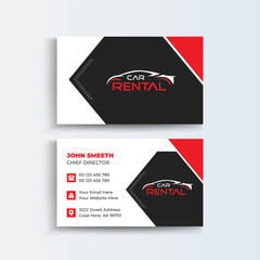 Car Rental Modern Clean Creative Business Card Design, Professional Visiting Card design,