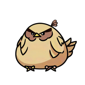 Grumpy Bird Illustration, generated AI, generated, AI