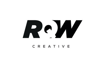 RQW letters negative space logo design. creative typography monogram vector	