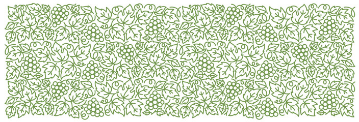 Grapevine floral ornament. Thick line pattern. Grape branches and leaves. Editable outline stroke. Vector line. - 582628292