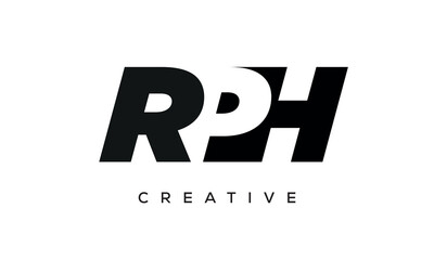 RPH letters negative space logo design. creative typography monogram vector	