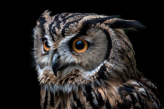 High resolution image of an owl taken up close. Generative AI