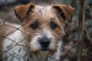 pet beyond the barbed wire fence. Generative AI