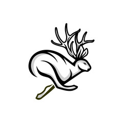Jackalope Fast Running Outline Animal Art Design Illustration Silhoutte Logo Graphic Design