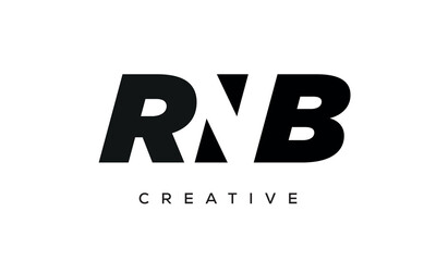 RNB letters negative space logo design. creative typography monogram vector	
