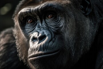 Obraz premium Gorillas reside in zoos. Generative AI