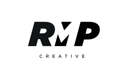 RMP letters negative space logo design. creative typography monogram vector	