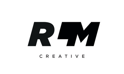 RLM letters negative space logo design. creative typography monogram vector	